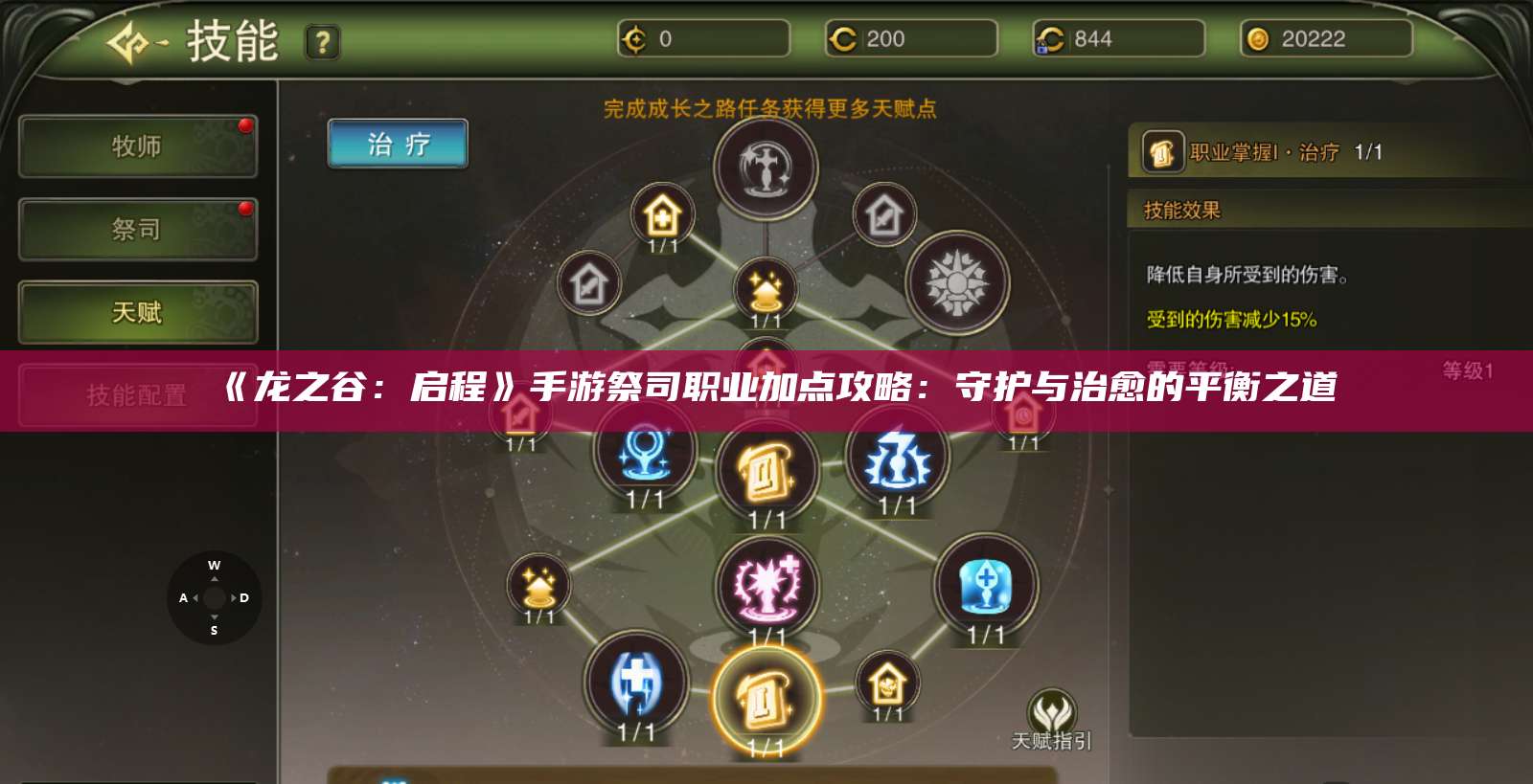 《龙之谷：启程》手游祭司职业加点攻略：守护与治愈的平衡之道